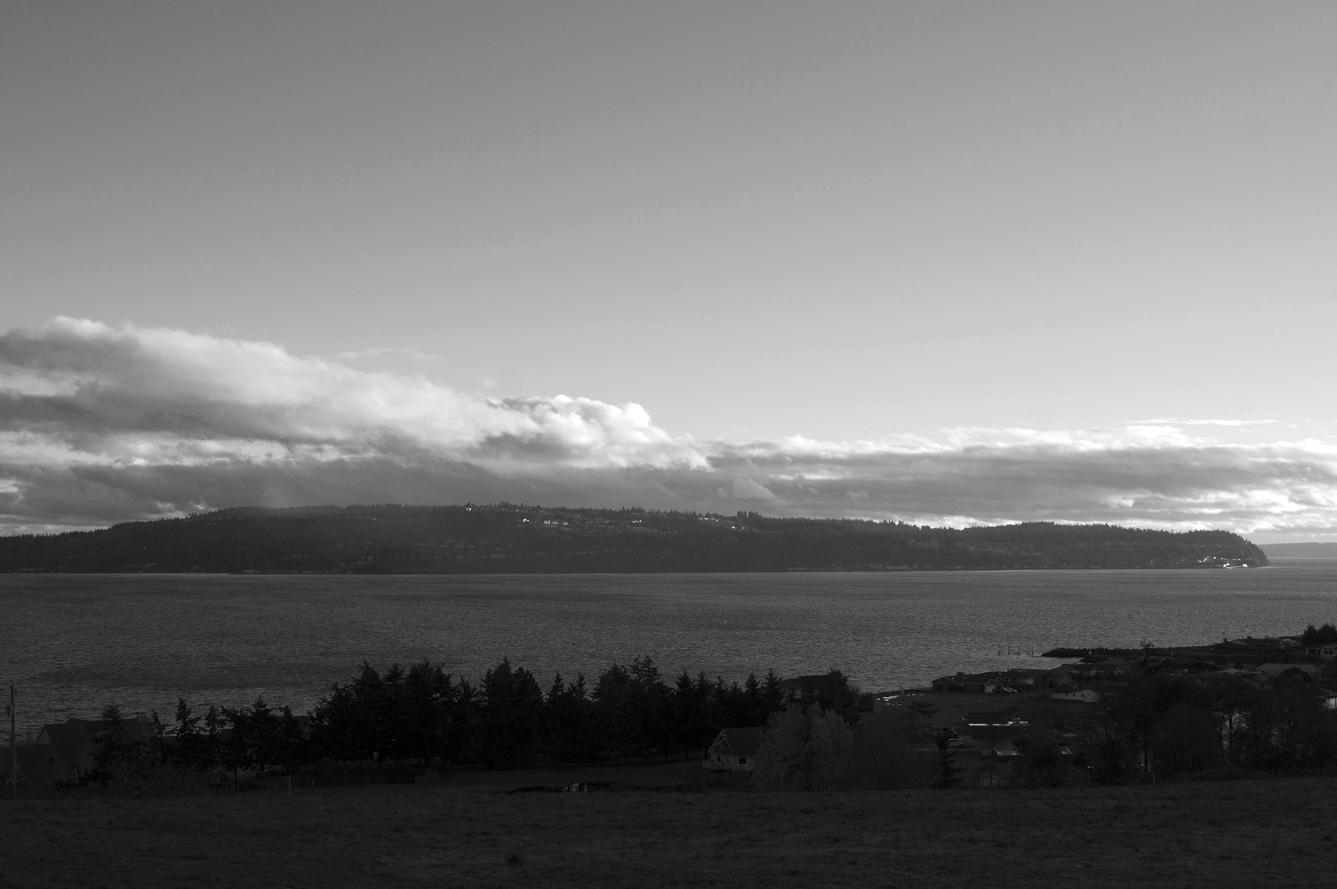 B&W photo Clouds over Camano